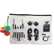 Bag-all Beach Pouch 28x40 cm Tygfodral Bomull Svart/Vit