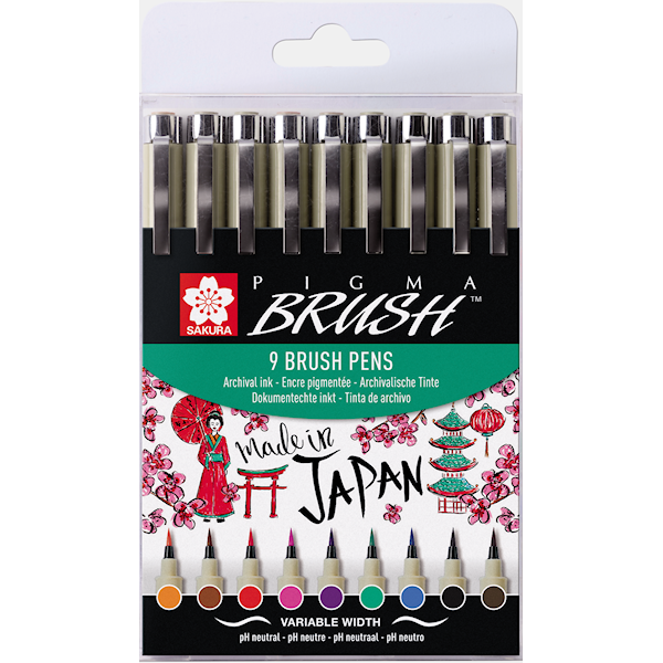 Sakura Pigma Brush Wallet 9 farger