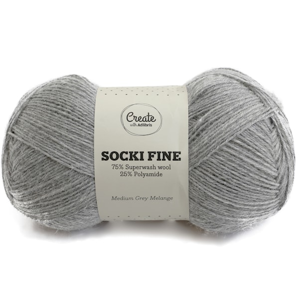 Adlibris Socki Fine 100g Medium Grey Melange A046