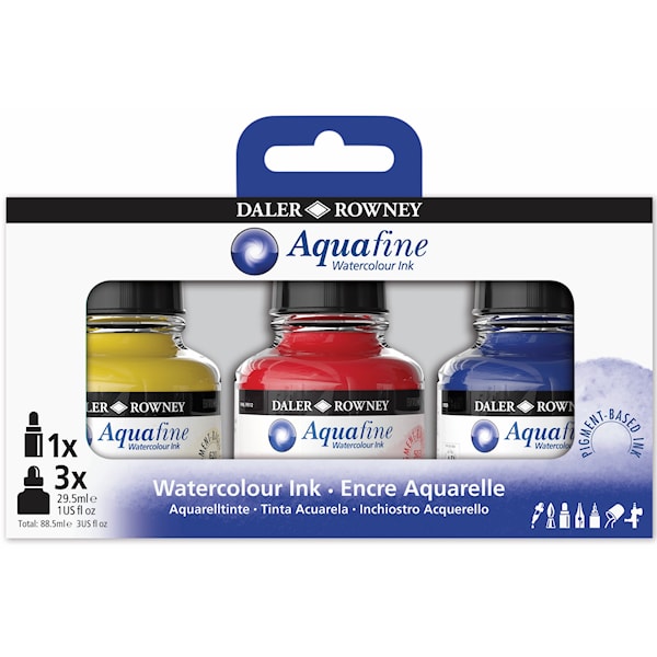 Akvarellblekk Aquafine 3x29,5 ml Flasker Daler-Rowney