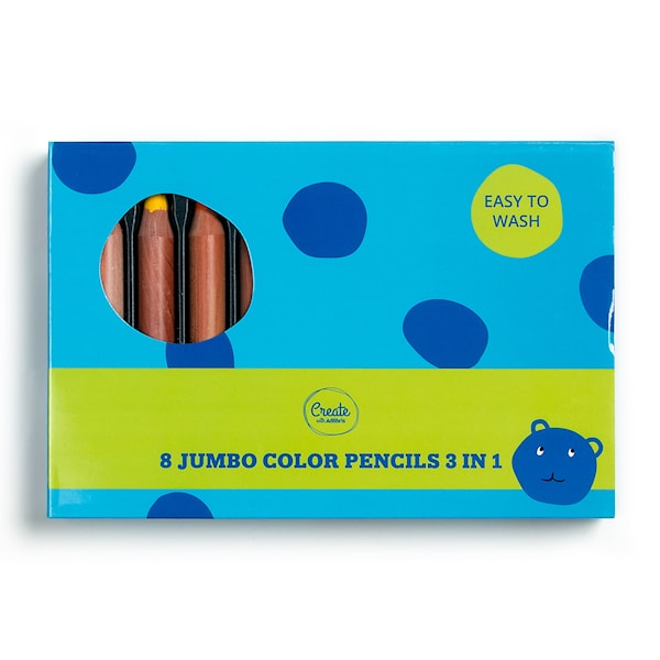 Fargeblyanter Jumbo, Barn, 8-pack, Adlibris