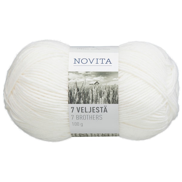 Novita 7 Veljestä Lanka Villasekoite 100 g, valkoinen 011