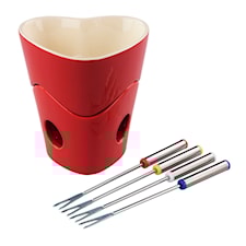 Tala Fondue Set Hjärta m. 4 rostfria gafflar Röd