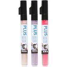 Plus Color tusch, fuchsia, dusty rose, dark lilac, L: 14,5 cm, spets 1-2 mm, 3 st./ 1 förp., 5,5 ml