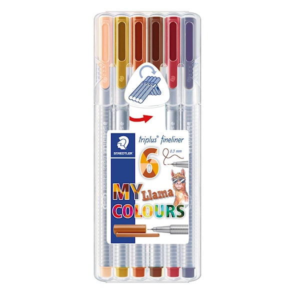 Triplus® fineliner 6-pack, i STAEDTLER-box, 0,3 mm fiberspets. Llama