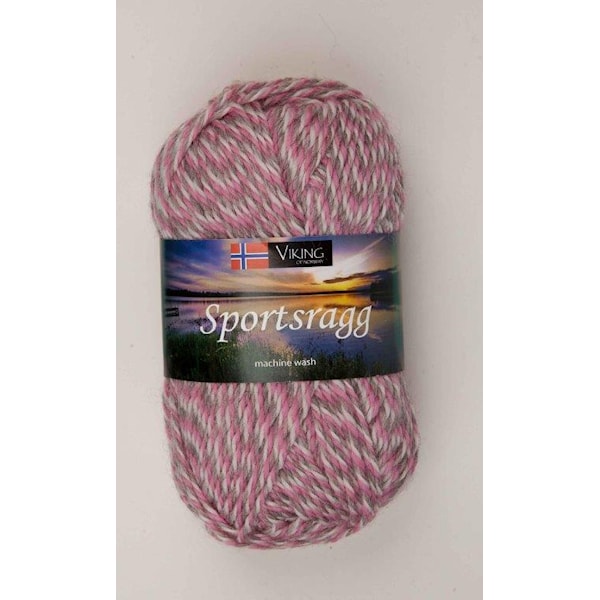Viking of Norway Sportsragg Garn Ullmix 50g Rosa/grå 584