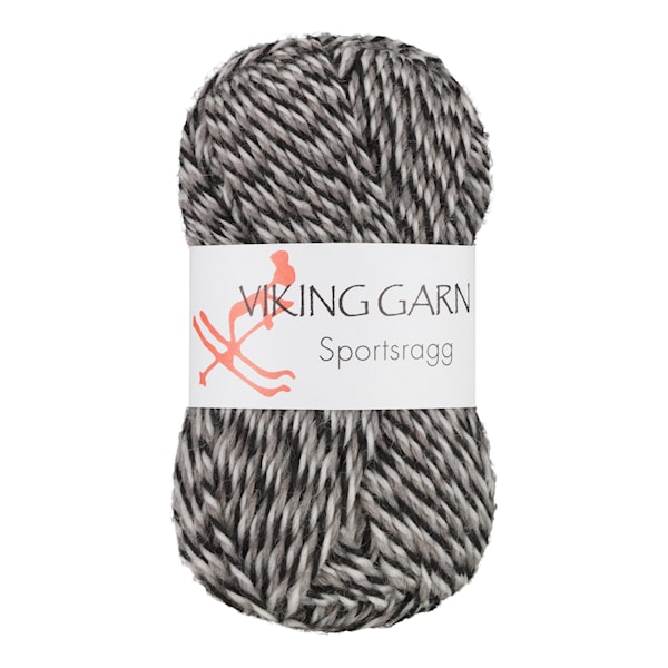Sportsragg 50 g gå/sort/hvit 580 Viking Garn