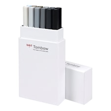Brush Pen Ritpennor Tombow ABT Dual Brush Grå 12-pack