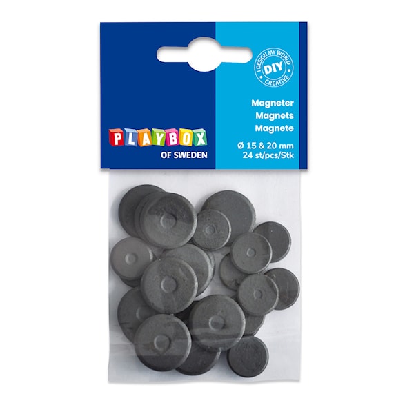 Magneter ulike størrelser 24-pakk Playbox