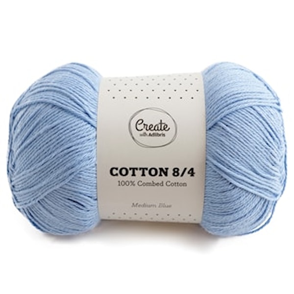 Cotton 8/4 Garn 100 g Recycled Medium Blue A089 Adlibris