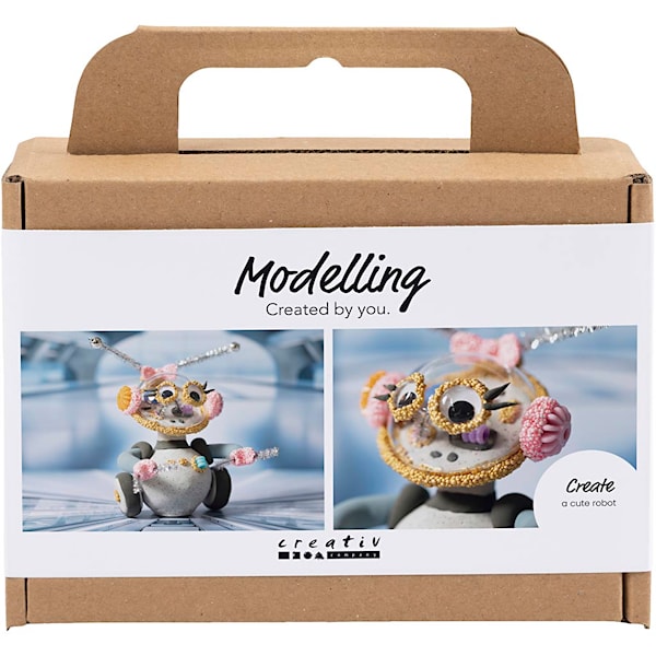 Mini DIY Kit Modellering, robot, grå, pink, 1 pk.