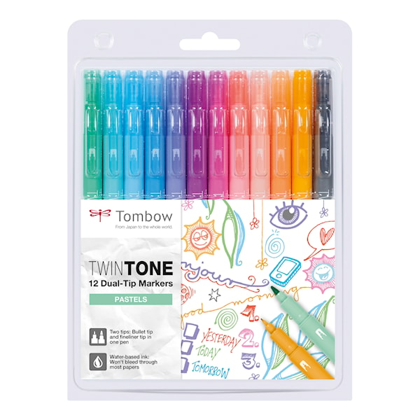 Marker Tombow TwinTone pastel 12-pack online | Adlibris