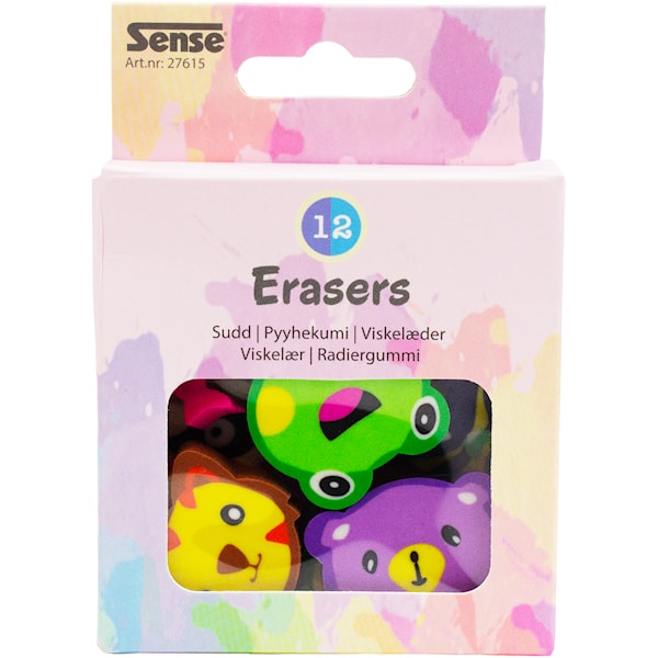 Viskelær Dyr 12-pakning, Sense
