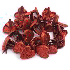 Splittbinders med glitterhjerte. 30 stykk. 15 stykk á 8mm, 15 stykk á 5mm.