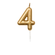 Tårtljus, Rico, Siffra "4", Guld, 1 st.