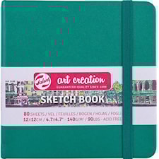 Skissbok Forest Green 12x12 cm 140g 80 creme vita sidor Talens Art Creation