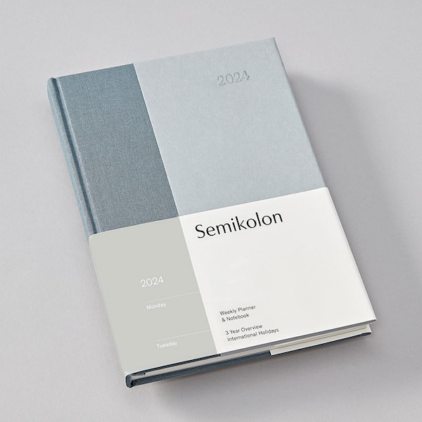 Kalender A5 Hardcover weekly w. notes Sea salt Blue, Semikolon