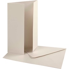Perlemorskort med konvolutt, råhvit, kort str. 10,5x15 cm, konvolutt str. 11,5x16,5 cm, 230 g, 10 sett/ 1 pk.