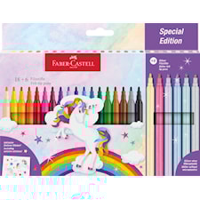 Tuschpenna Castle Unicorn 18+6 st glitterpennor Faber Castell