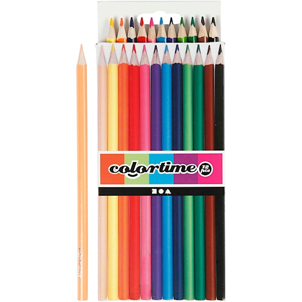 Colortime Fargeblyanter, L: 17,45 cm, mine 3 mm, ass. farger, 12 stk./ 1 pk.