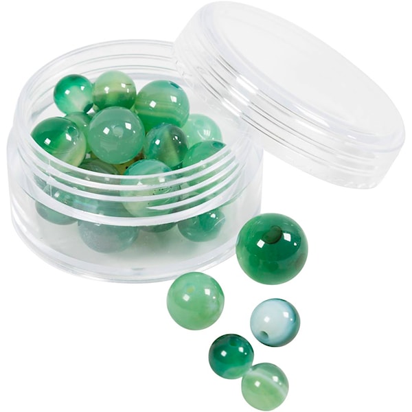 Perler av agat, dia. 13+15 mm, hullstr. 0,9-1 mm, klar grønn, 28 stk./ 1 pk.