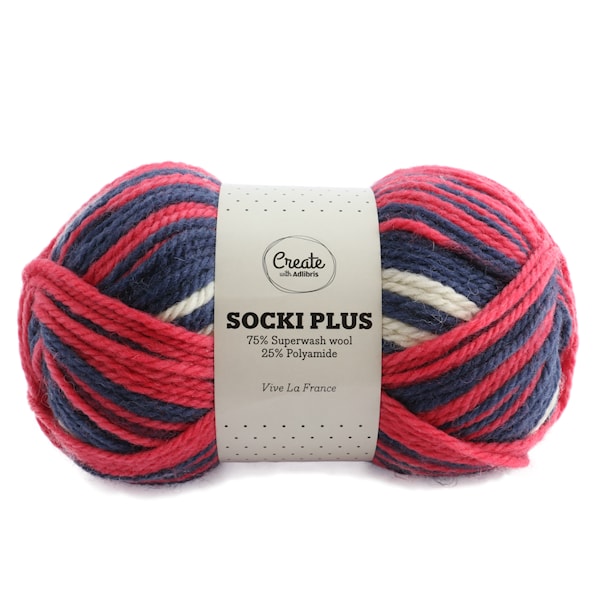 Adlibris Socki Plus Garn 100g Vive la France B038