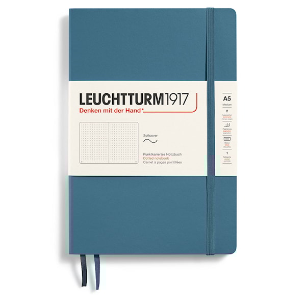Notatbok A5 Myk Prikket Steinsblå Leuchtturm1917