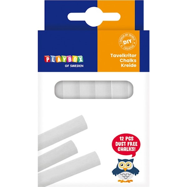 Tavlekritt hvite 12-pakning Playbox