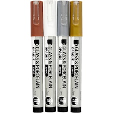 Lasi- ja posliinitussi, paksuus 1-2 mm, läpikuultavat, ruskea, kulta, hopea, valkoinen, 4 kpl/ 1 pkt