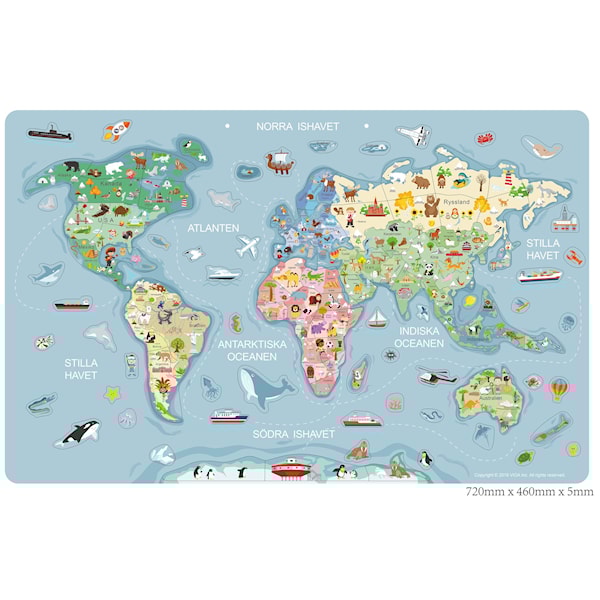 Väggkarta Världen Magneter och Whiteboard