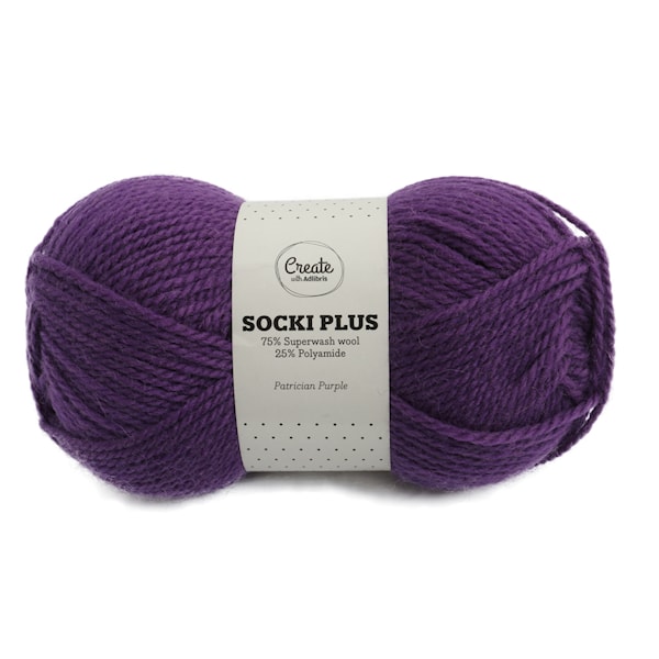 Adlibris Socki Plus Enfärgat lanka 100g Patrician Purple A142