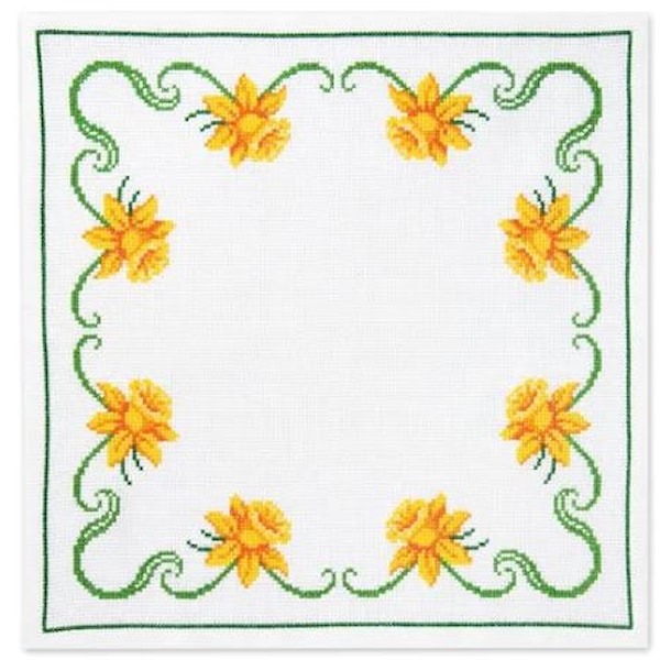 Broderisett Duk Påskeliljer 40 x 40 Svarta Fåret