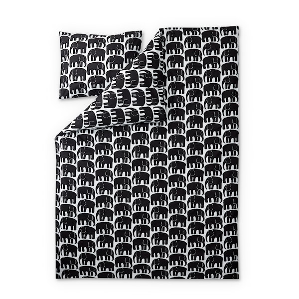 Elefantti Puuvilla Pussilakansetit Musta 150 x 210 cm +50 x 60 cm