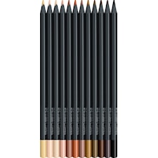 Black Edition Färgpennor, etui med 12 Hudtoner, Faber-Castell
