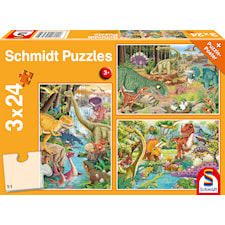 Pussel Skoj med Dinosaurier 3x24 bitar, Schmidt