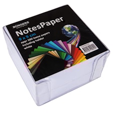 Notisbox med vita papper 90x90 mm 500-pack Büngers