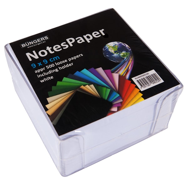 Notisboks med hvitt papir 90x90 mm 500-pack Büngers