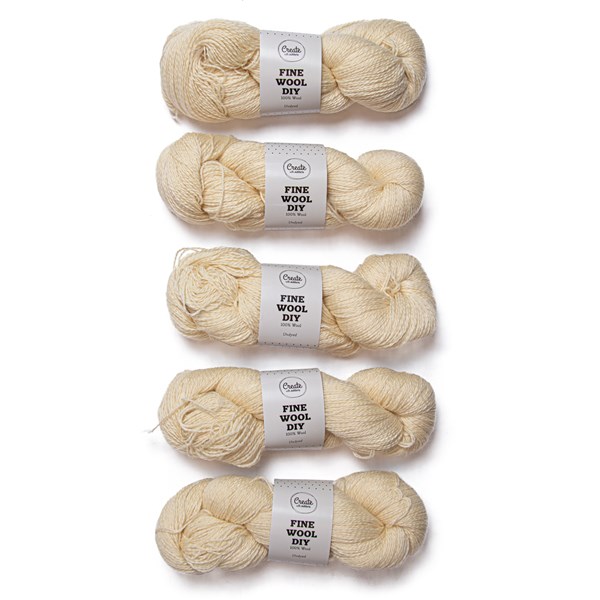 5-pack Fine Wool DIY Ullgarn 100 g Undyed A732 Adlibris