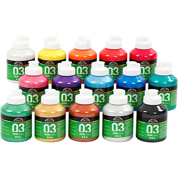 Akrylmaling Metallic, metallisk, ass. farger, 15x500 ml/ 1 pk.