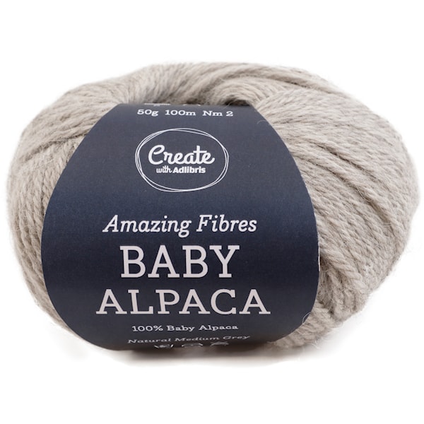 Adlibris Baby Alpaca 50g Natural Medium Grey A236