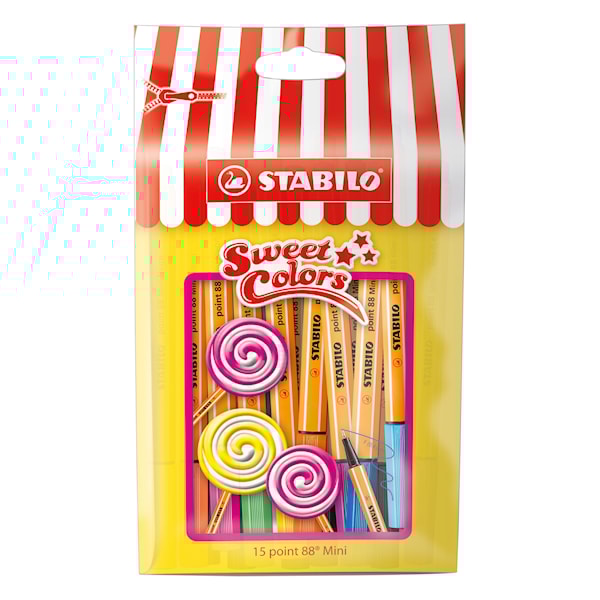 fargeleggingepennor Fineliner STABILO Point 88 Mini Sweet 15 stk.
