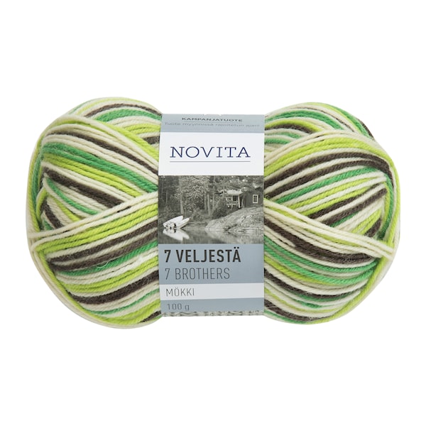 Novita 7 Veljestä Mökki Lanka Villasekoite 100 g, Koivu 893