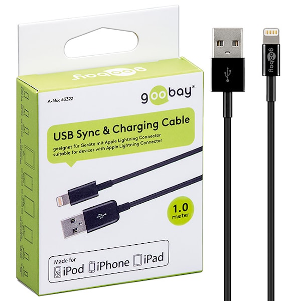 USB Laddarkabel Apple Lighting Svart