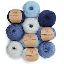 Adlibris Organic cotton garn 50g Something blue 10-pack