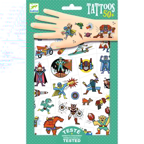 DJECO Heroes Vs Villains Tattoos, Flerfarget, Barn, Gutt/Jente, 3 år