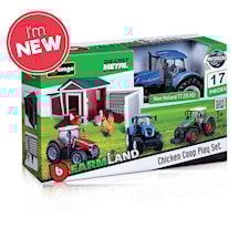 Farmland Chicken Coop Med New Holland Traktor Lekesett 1:43 Bburago
