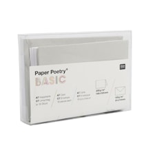 Kuvert och Kort Basic C7/A7 Vit/Grå, 18 st kort och 18 st kuvert