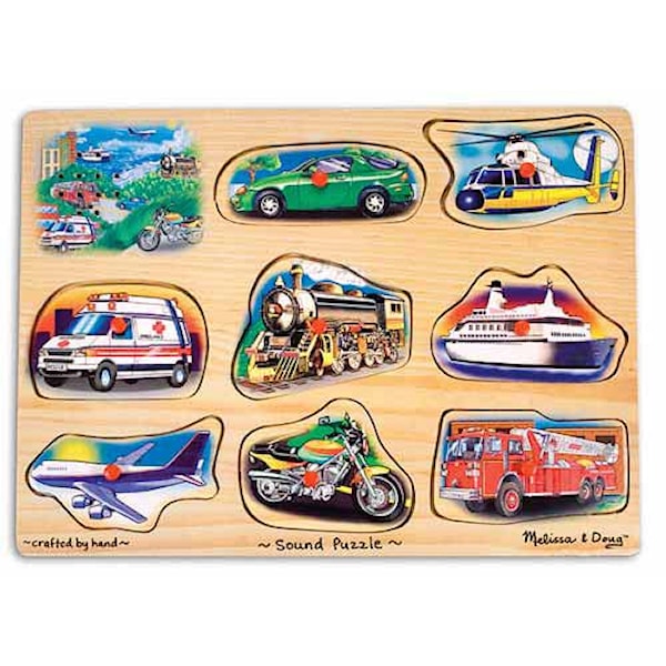 Pussel med ljud 8 bitar, Fordon, Melissa & Doug
