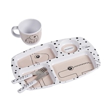 Toddler dinner set, Happy dots, powder, Done By Deer