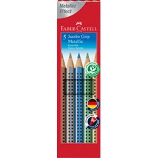 Akvarellfärgpenna Grip Jumbo 5p Metallicfärger, Faber-Castell